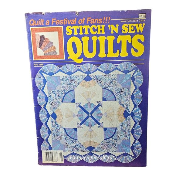 Vtg Stitch 'n Sew Quilts August 1989! Fans & Pigs Patterns Patchwork Booklet - Picture 5 of 5